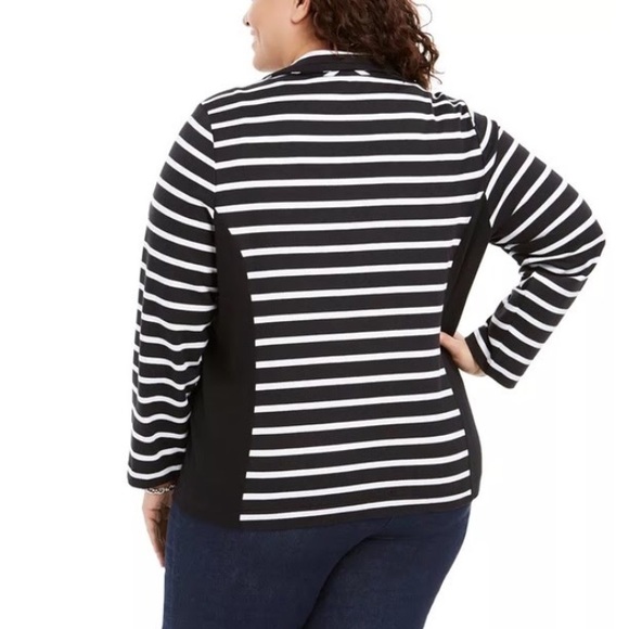 Karen Scott Plus Size Zip Front Striped Jacket Size 3X - Picture 2 of 6